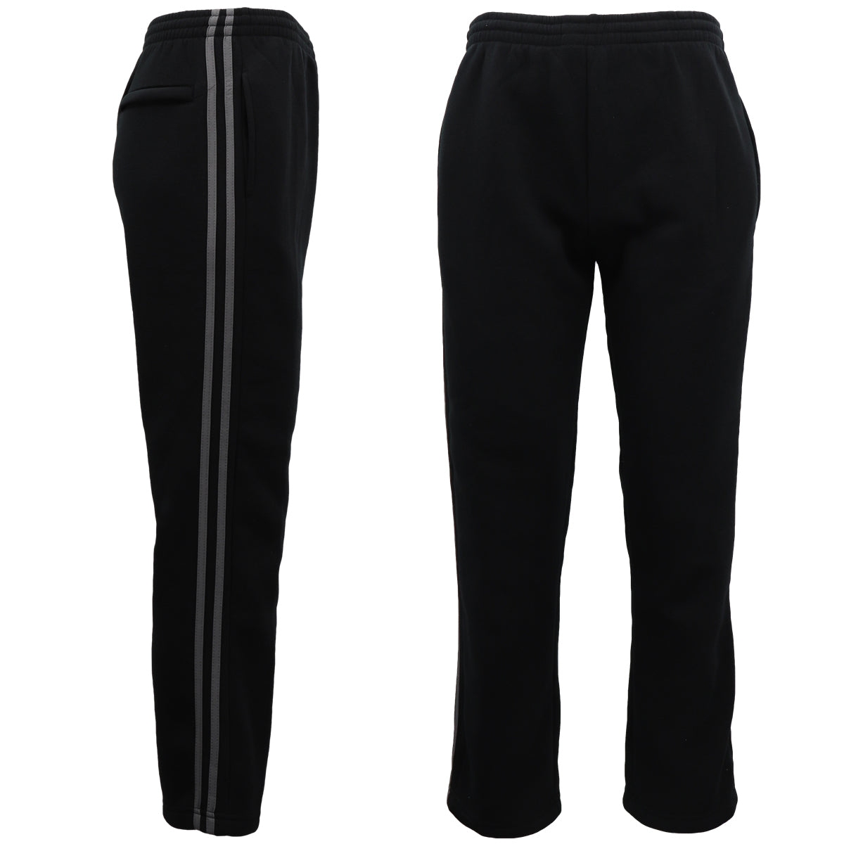 Men's Sweats & Trackpants: Men's Fleece Casual Sports Track Pants w Zip Pocket Striped Sweat Trousers S-6XL, Black w Grey Stripes, 3XL