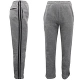 Men's Sweats & Trackpants: Men's Fleece Casual Sports Track Pants w Zip Pocket Striped Sweat Trousers S-6XL, Grey, S