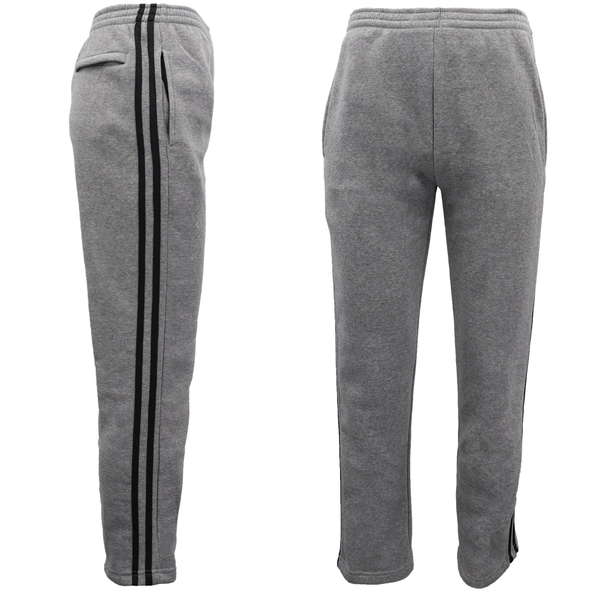 Men's Sweats & Trackpants: Men's Fleece Casual Sports Track Pants w Zip Pocket Striped Sweat Trousers S-6XL, Grey, 5XL