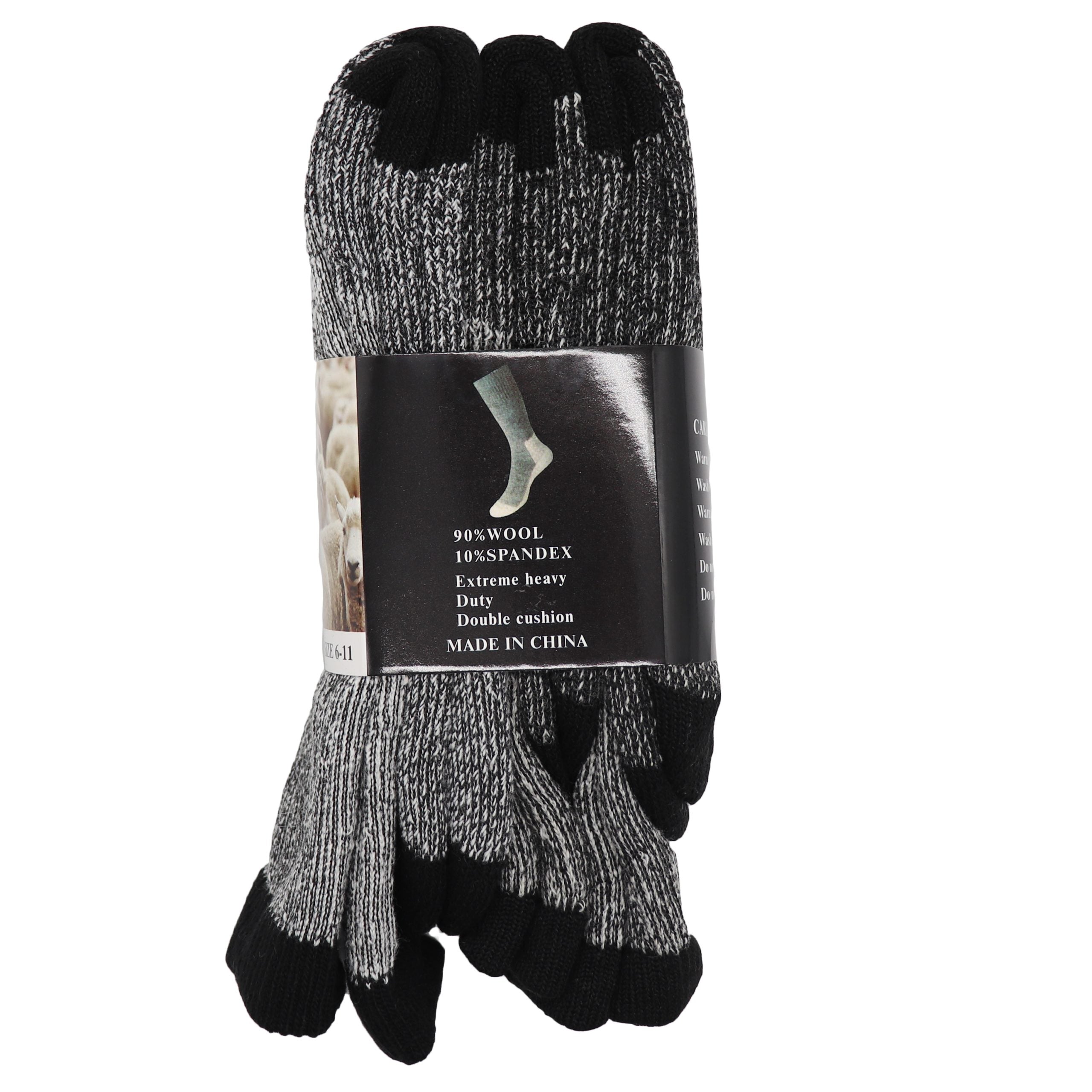 Dining Set: 6 Pairs Merino Wool Thick Double Cushion Heavy Duty Socks Tradie Warm Thermal, 6-11