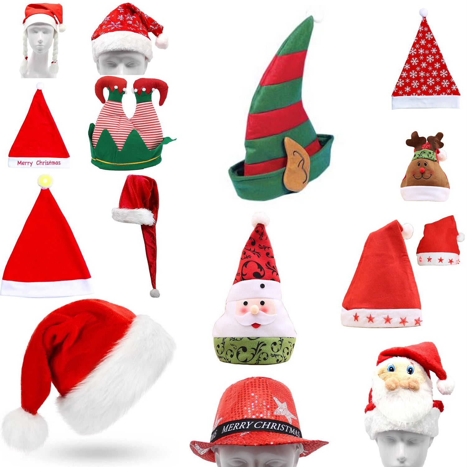 Outdoor Decorations & Lights: Christmas Unisex Adults Kids Novelty Hat Xmas Party Cap Santa Costume Dress Up, Santa Hat w LED Light