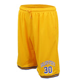 Men's Shorts: Men's Basketball Sports Shorts Gym Jogging Swim Board Boxing Sweat Casual Pants, Yellow - Golden State 30, L