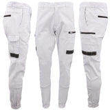 Men's Pants & Chinos: Men's Cargo Cotton Drill Work Pants UPF 50+ 13 Pockets Tradies Workwear Trousers, White, 32