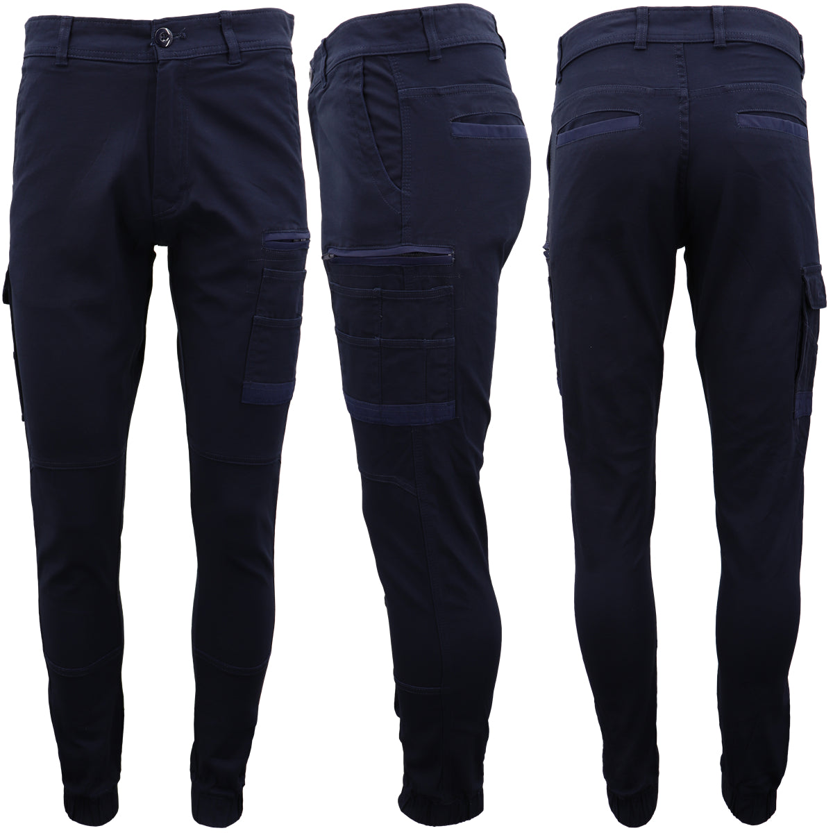 Men's Pants & Chinos: Men's Cargo Cotton Drill Work Pants UPF 50+ 13 Pockets Tradies Workwear Trousers, White, 32