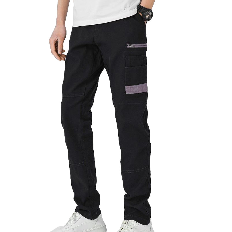 Men's Pants & Chinos: Men's Cotton Drill Cargo Work Pants UPF 50+ 13 Pockets Tradies Workwear Trousers, Black, 30