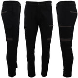 Men's Pants & Chinos: Men's Cotton Drill Cargo Work Pants UPF 50+ 13 Pockets Tradies Workwear Trousers, Black, 30