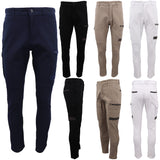 Men's Pants & Chinos: Men's Cotton Drill Cargo Work Pants UPF 50+ 13 Pockets Tradies Workwear Trousers, Black, 30