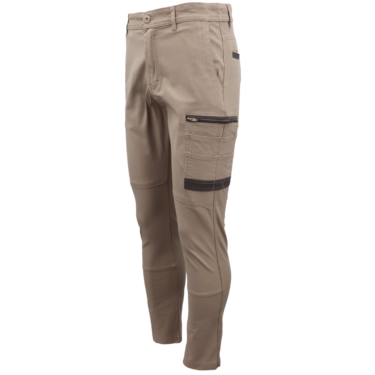 Men's Pants & Chinos: Men's Cotton Drill Cargo Work Pants UPF 50+ 13 Pockets Tradies Workwear Trousers, Black, 30