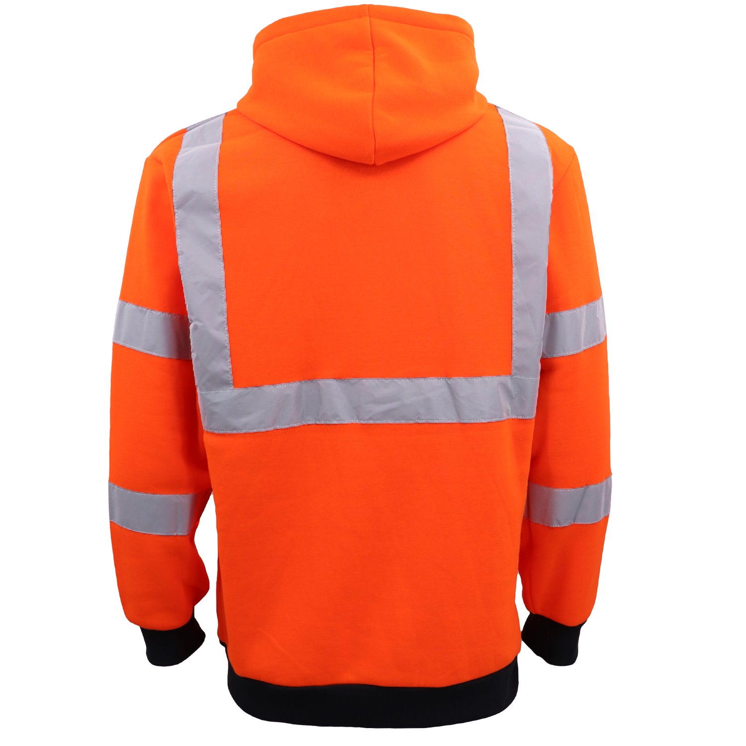 Men's Sweats & Trackpants: HI VIS Hooded Safety Jumper Hoodie Sweatshirt Tradie Workwear Fleece Jacket Coat, Fluro Orange, XL