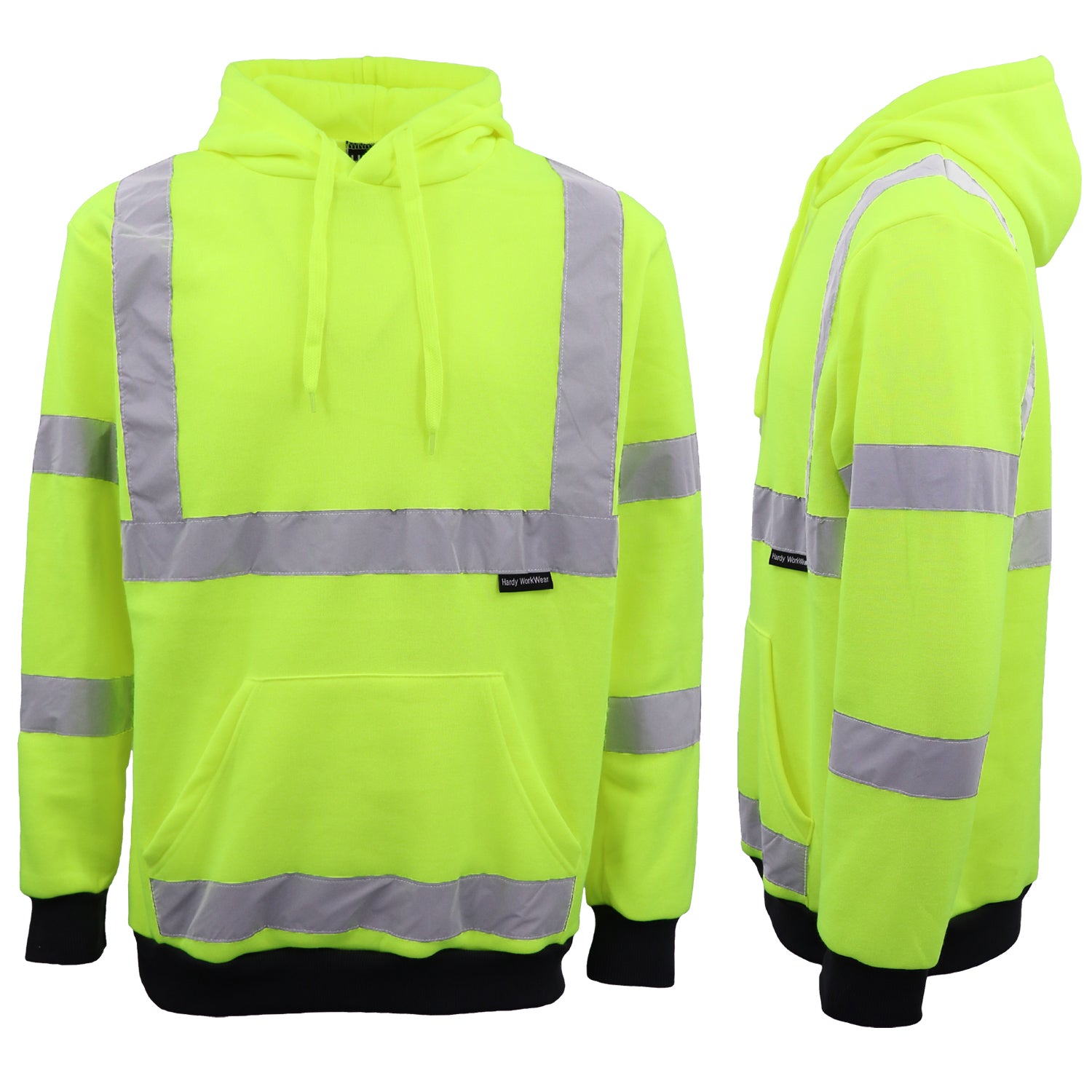 Men's Sweats & Trackpants: HI VIS Hooded Safety Jumper Hoodie Sweatshirt Tradie Workwear Fleece Jacket Coat, Fluro Orange, XL
