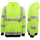 Men's Sweats & Trackpants: HI VIS Hooded Safety Jumper Hoodie Sweatshirt Tradie Workwear Fleece Jacket Coat, Fluro Orange, XL