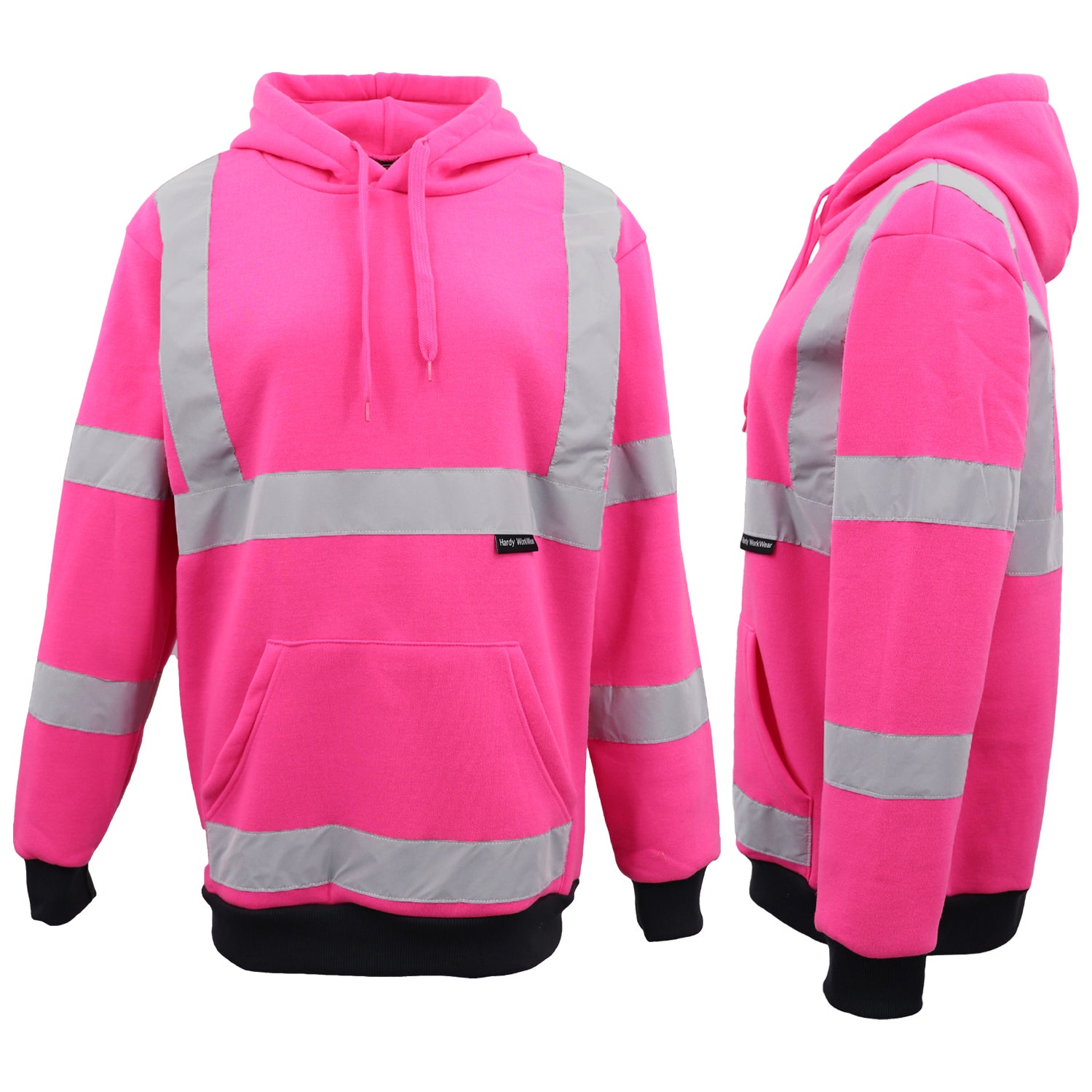 Men's Sweats & Trackpants: HI VIS Hooded Safety Jumper Hoodie Sweatshirt Tradie Workwear Fleece Jacket Coat, Fluro Orange, XL