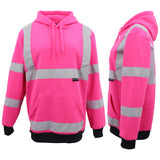 Men's Sweats & Trackpants: HI VIS Hooded Safety Jumper Hoodie Sweatshirt Tradie Workwear Fleece Jacket Coat, Fluro Orange, XL
