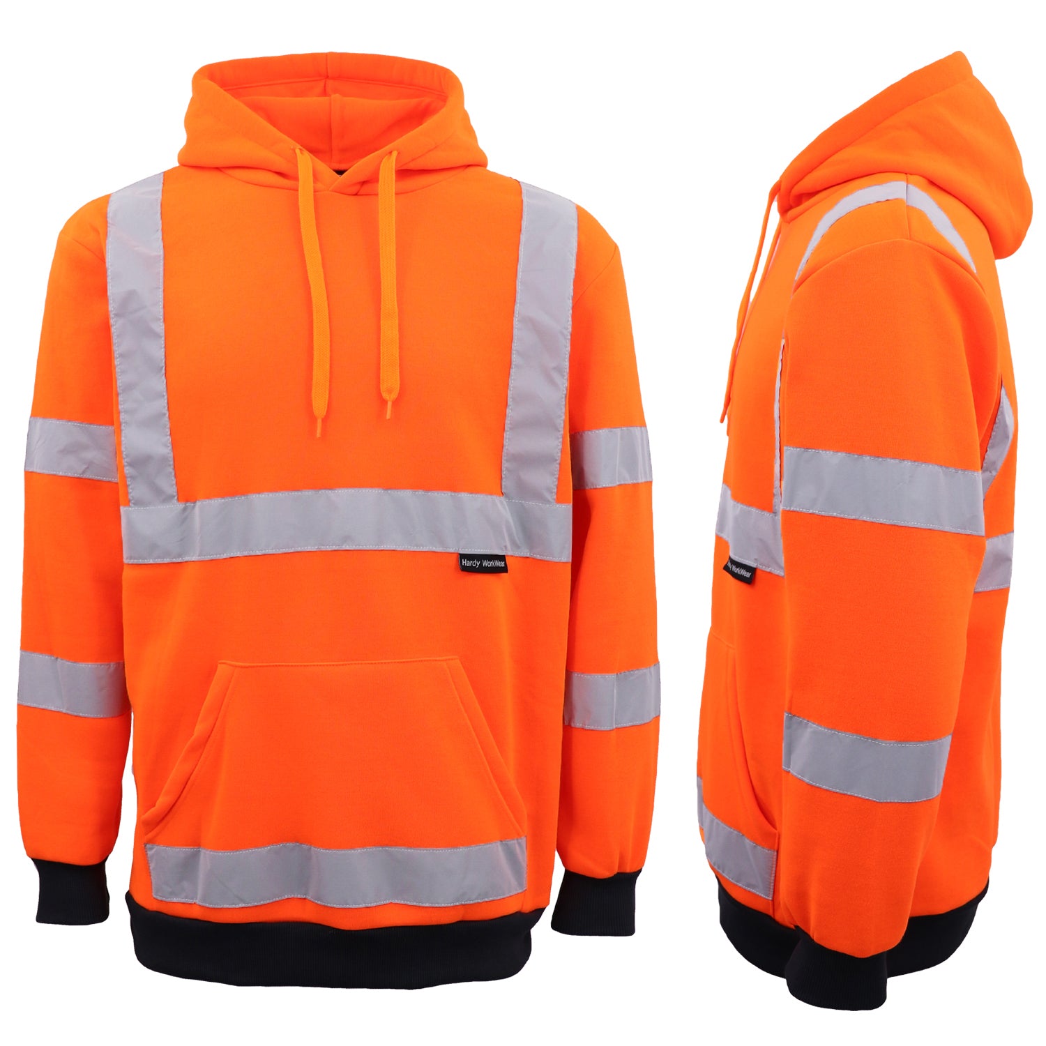 Men's Sweats & Trackpants: HI VIS Hooded Safety Jumper Hoodie Sweatshirt Tradie Workwear Fleece Jacket Coat, Fluro Orange, 2XL