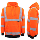 Men's Sweats & Trackpants: HI VIS Hooded Safety Jumper Hoodie Sweatshirt Tradie Workwear Fleece Jacket Coat, Fluro Orange, 2XL