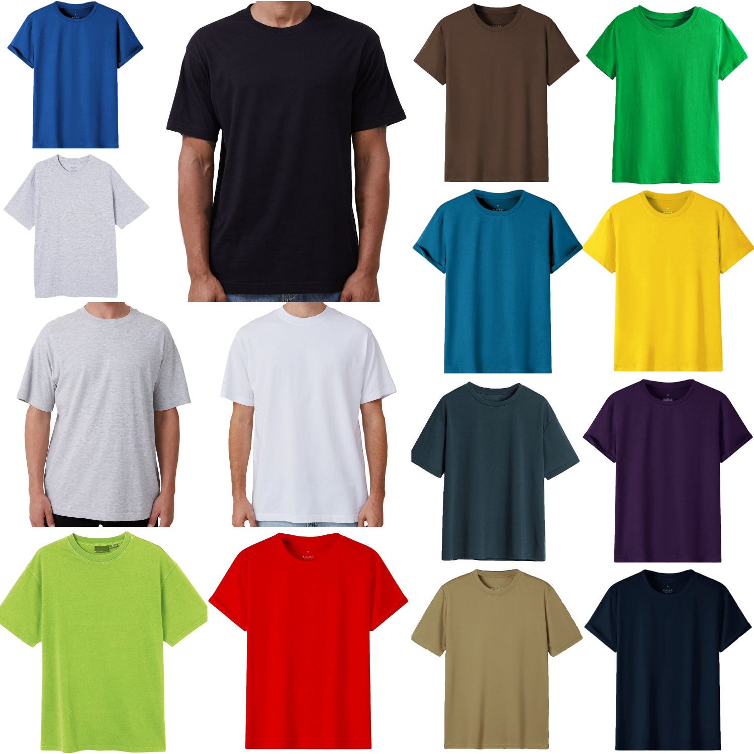 Men's Tops & T-shirts: Adult 100% Cotton T-Shirt Unisex Men's Basic Plain Blank Crew Tee Tops Shirts, Royal Blue, 3XL