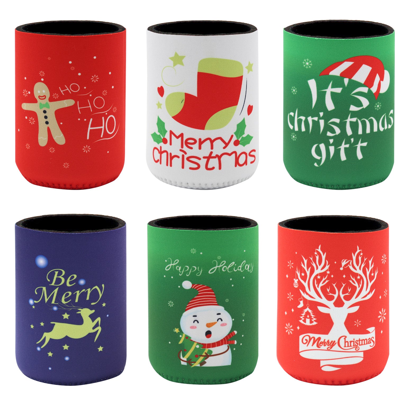 Beer Hampers: 6x Christmas Stubby Stubbie Holders Beer Bottle Drink Can Cooler Santa Reindeer, E