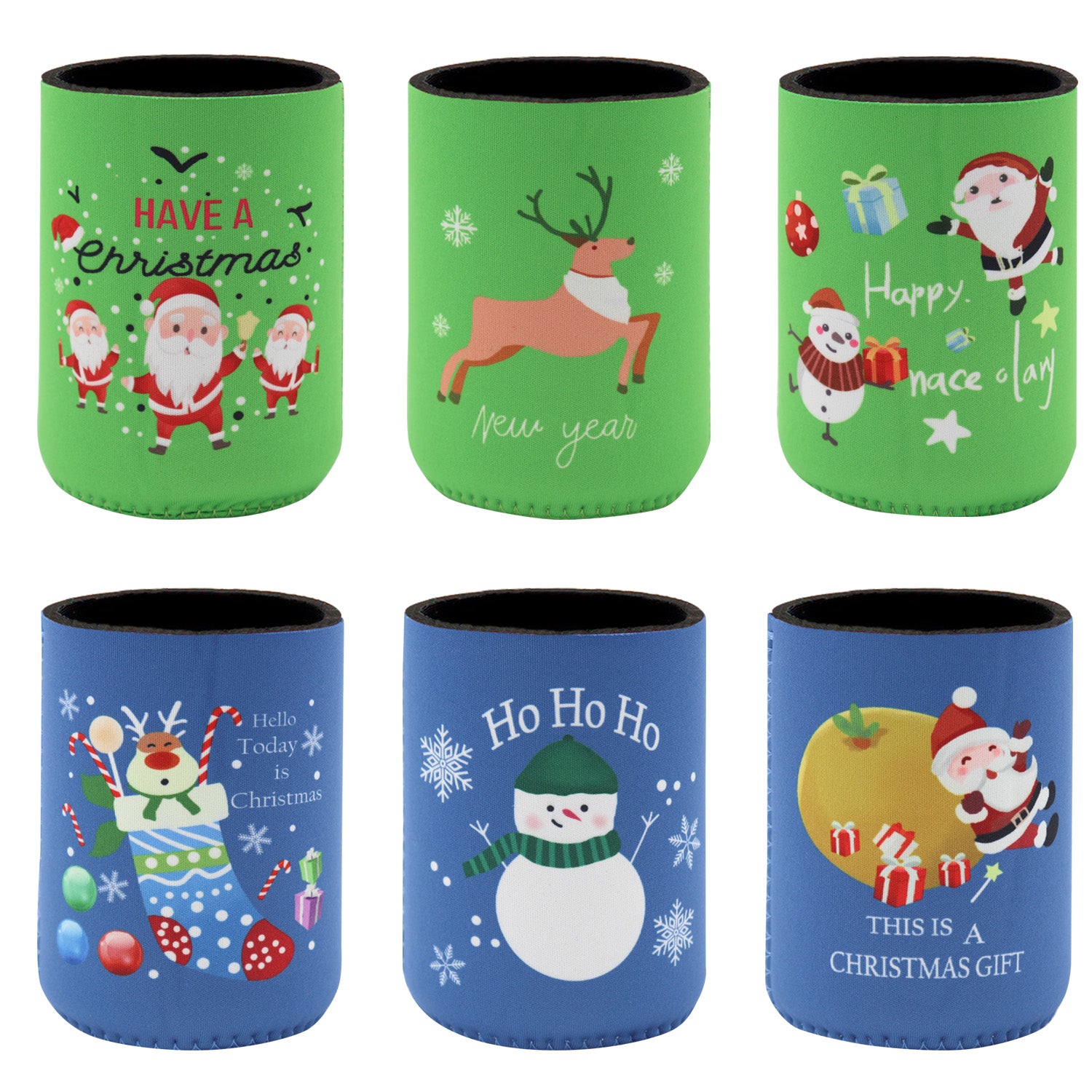 Beer Hampers: 6x Christmas Stubby Stubbie Holders Beer Bottle Drink Can Cooler Santa Reindeer, F