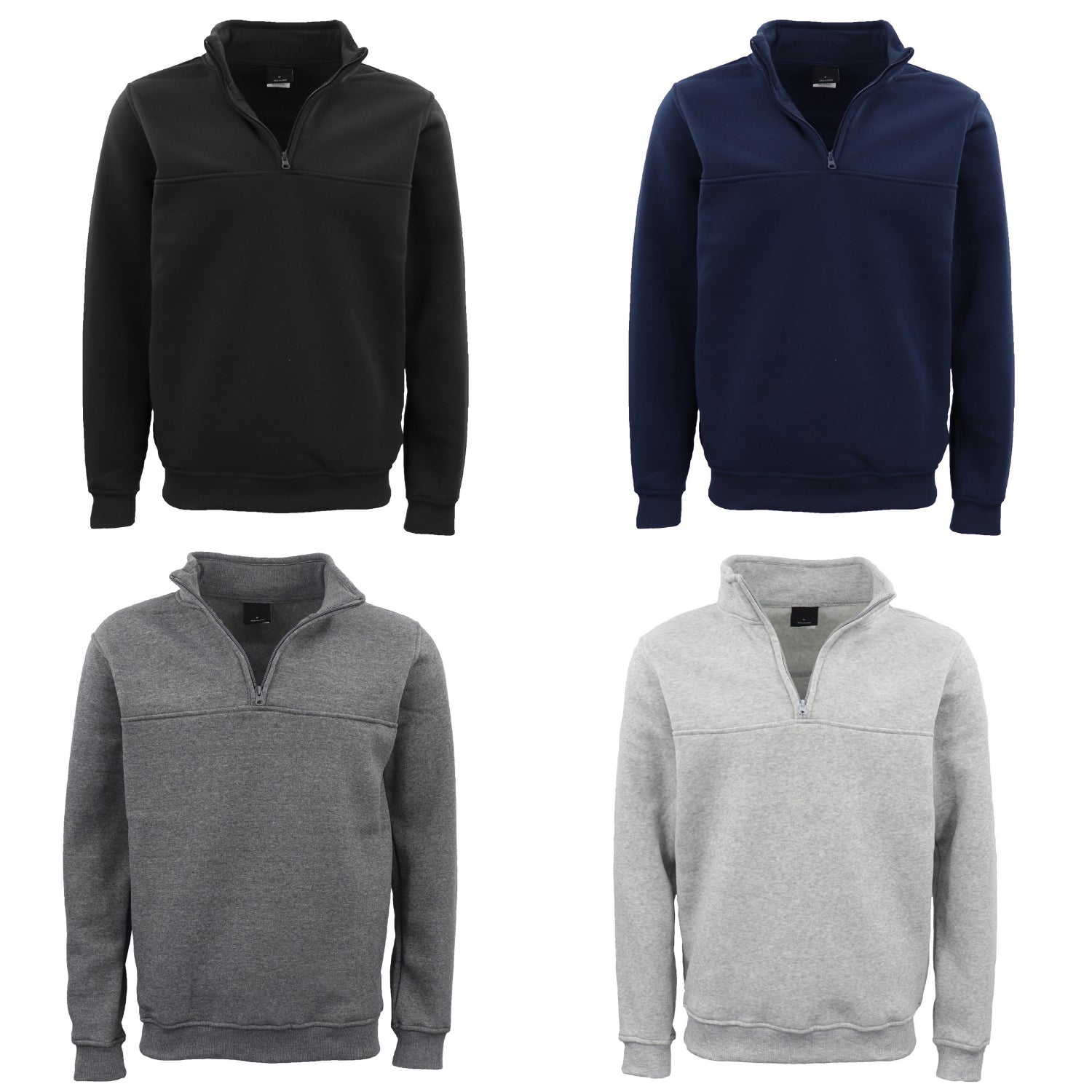 Men's Sweats & Trackpants: New Men's Unisex Adult Half-Zip Fleece Jumper Pullover Stand Collar Jacket Shirt, Navy, 2XL
