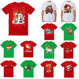 100% Cotton Christmas T-shirt Adult Unisex Tee Tops Funny Santa Party Custume, Car with Reindeer (White), 3XL