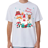 100% Cotton Christmas T-shirt Adult Unisex Tee Tops Funny Santa Party Custume, Santa Gathering (White), S