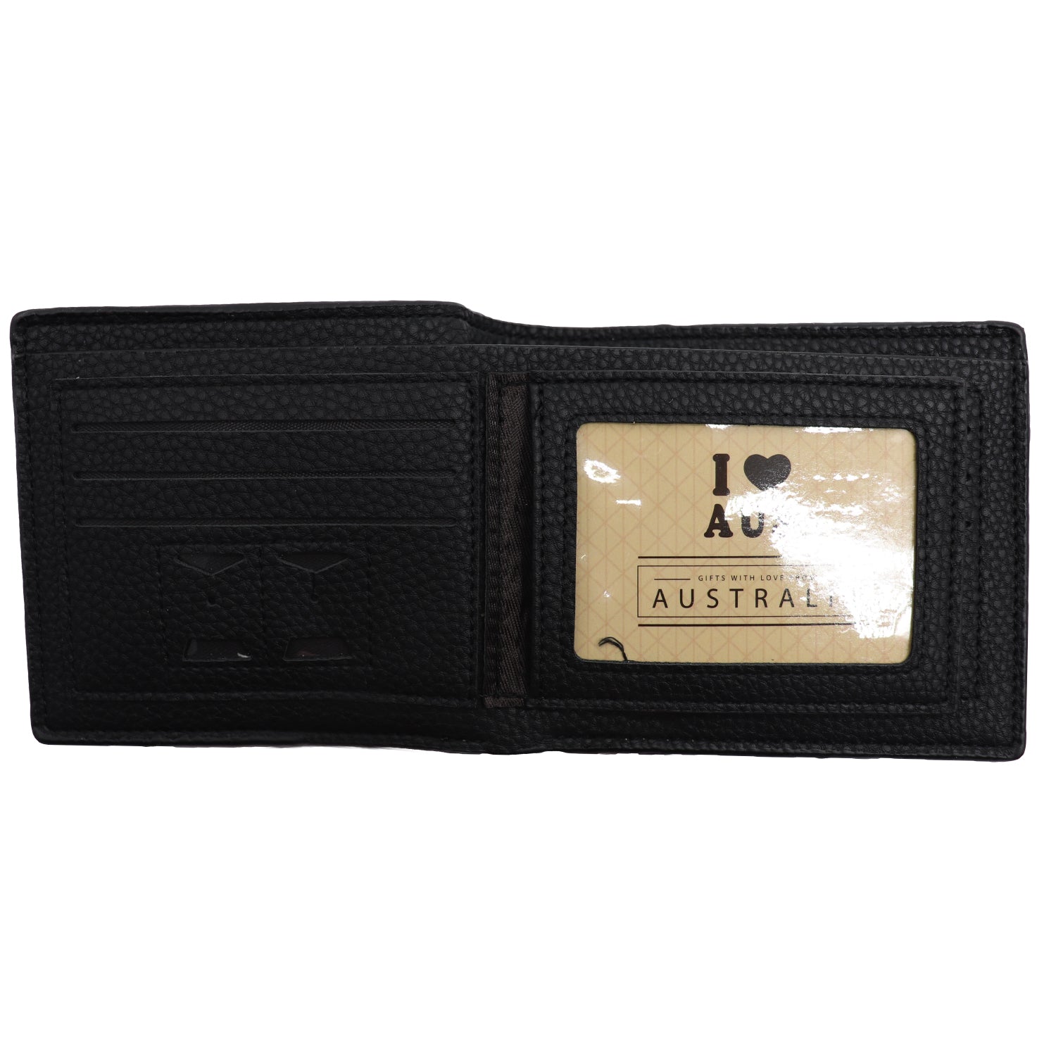 Gift Bags: Mens Wallet Australian Kangaroo Leather Bifold Souvenir Gift Coin Card Holder, Midnight Black Textured