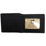 Gift Bags: Mens Wallet Australian Kangaroo Leather Bifold Souvenir Gift Coin Card Holder, Midnight Black Textured