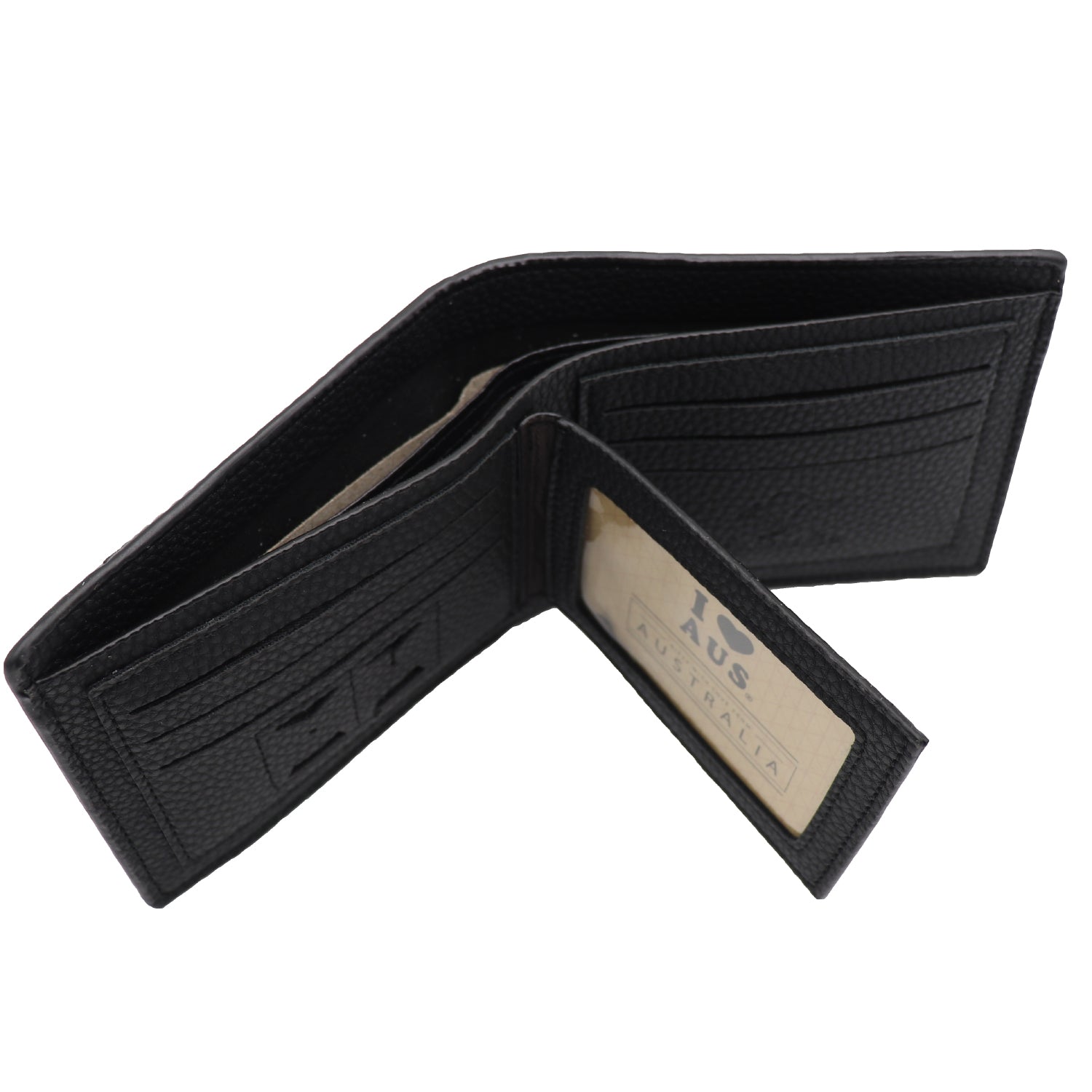Gift Bags: Mens Wallet Australian Kangaroo Leather Bifold Souvenir Gift Coin Card Holder, Midnight Black Textured