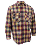 Men's Shirts: Men's 100% Cotton Flannelette Shirt Long Sleeve Plaid Check Flannel w Pockets, Golden Horizon Plaid, S