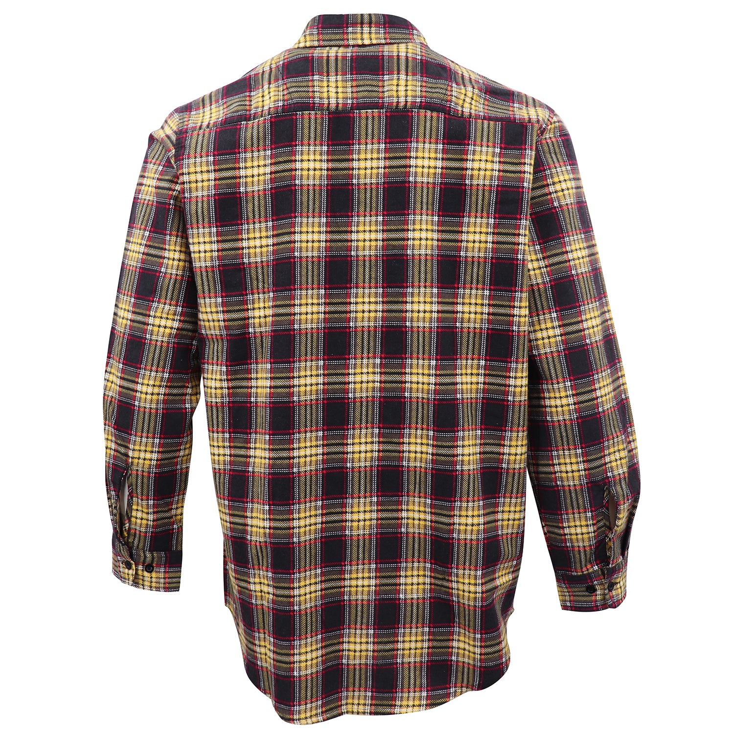 Men's 100% Cotton Flannelette Shirt Long Sleeve Plaid Check Flannel w Pockets, Golden Horizon Plaid, XL