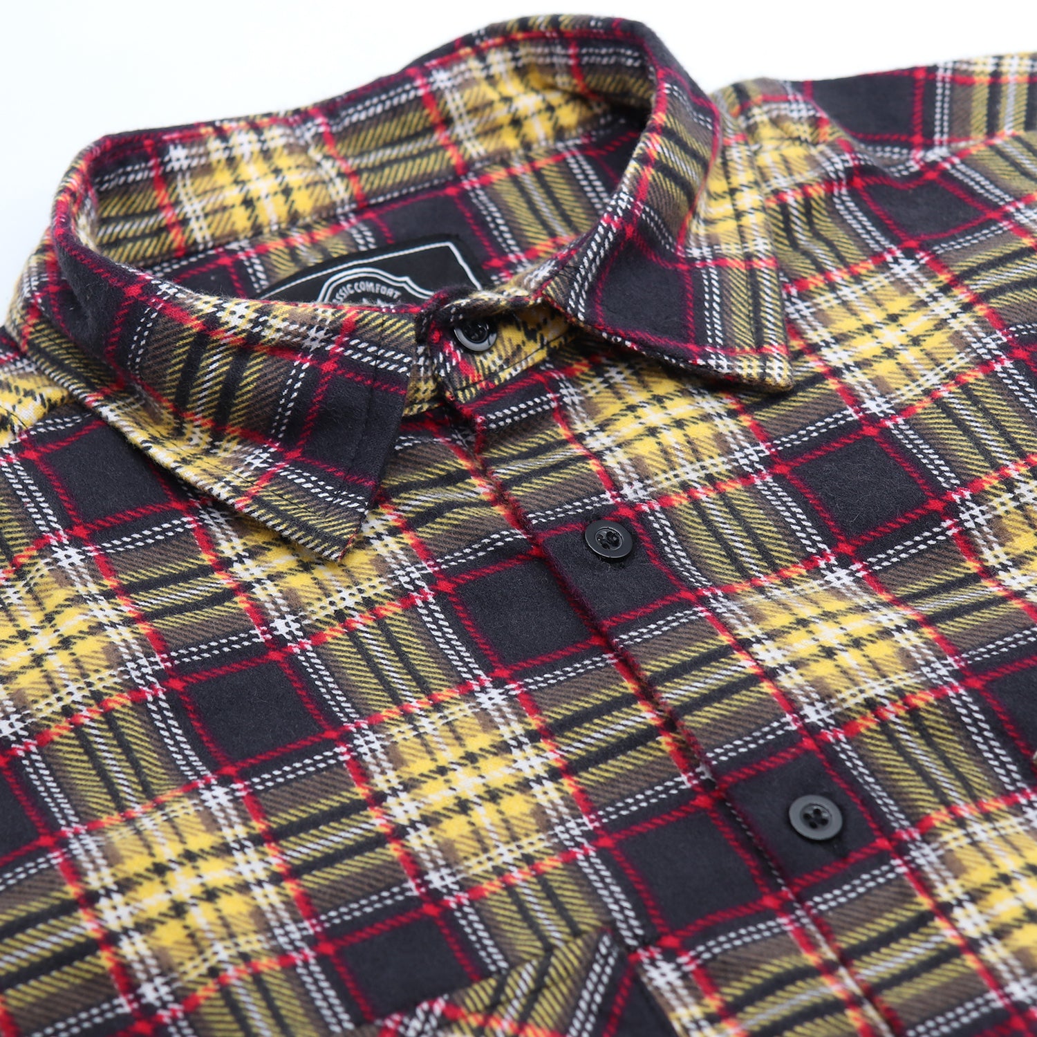 Men's 100% Cotton Flannelette Shirt Long Sleeve Plaid Check Flannel w Pockets, Golden Horizon Plaid, XL