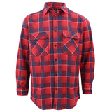 Men's Shirts: Men's 100% Cotton Flannelette Shirt Long Sleeve Plaid Check Flannel w Pockets, Crimson Tide Plaid, 3XL