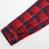 Men's Shirts: Men's 100% Cotton Flannelette Shirt Long Sleeve Plaid Check Flannel w Pockets, Crimson Tide Plaid, 3XL