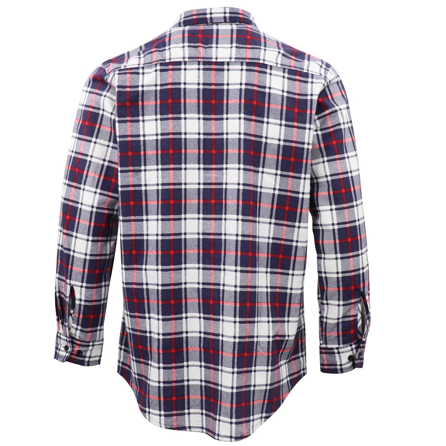 Men's 100% Cotton Flannelette Shirt Long Sleeve Plaid Check Flannel w Pockets, Snowfall Navy Plaid, M