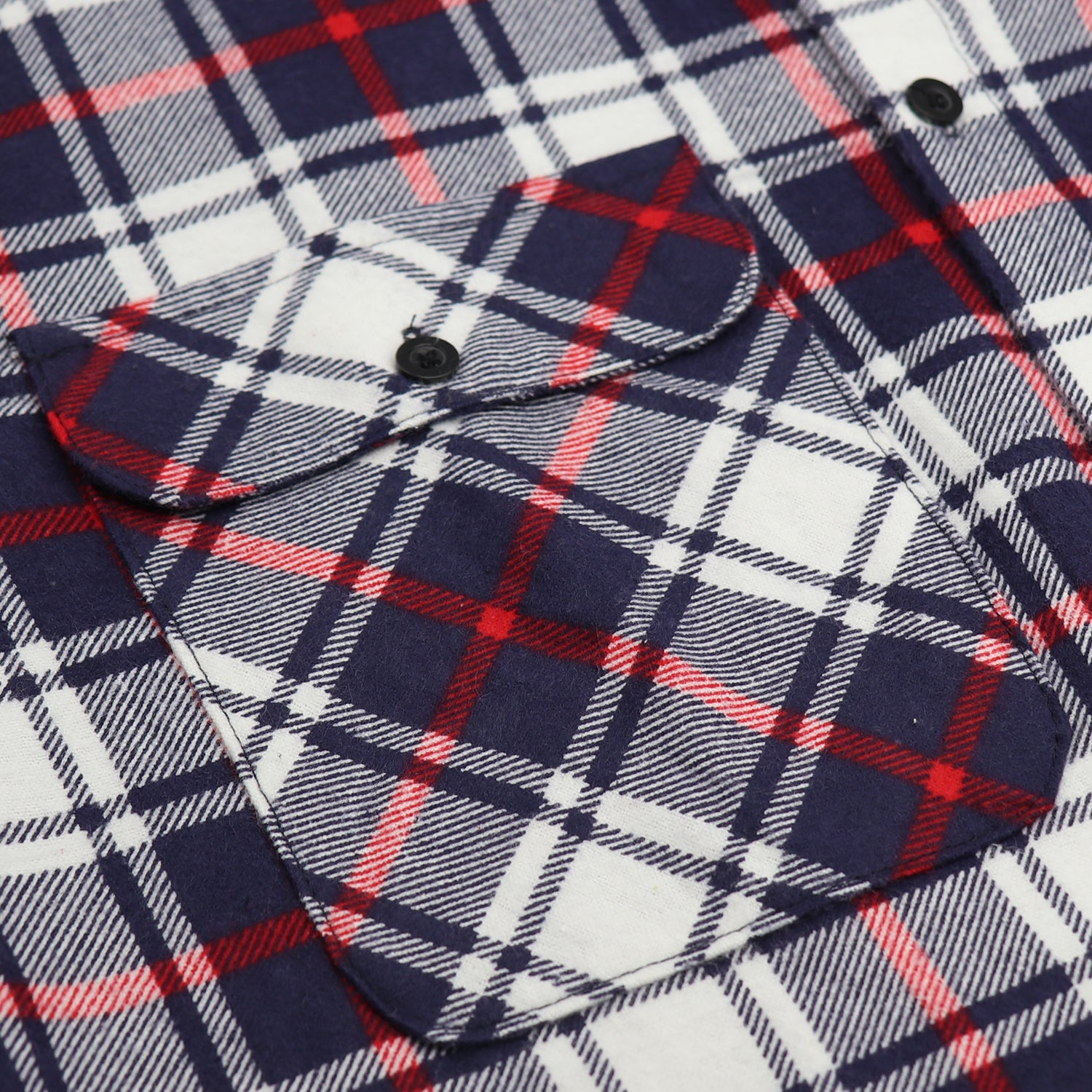 Men's 100% Cotton Flannelette Shirt Long Sleeve Plaid Check Flannel w Pockets, Snowfall Navy Plaid, M