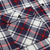 Men's Shirts: Men's 100% Cotton Flannelette Shirt Long Sleeve Plaid Check Flannel w Pockets, Snowfall Navy Plaid, M
