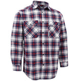 Men's Shirts: Men's 100% Cotton Flannelette Shirt Long Sleeve Plaid Check Flannel w Pockets, Snowfall Navy Plaid, L