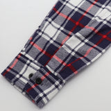 Men's Shirts: Men's 100% Cotton Flannelette Shirt Long Sleeve Plaid Check Flannel w Pockets, Snowfall Navy Plaid, L