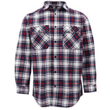 Men's Shirts: Men's 100% Cotton Flannelette Shirt Long Sleeve Plaid Check Flannel w Pockets, Snowfall Navy Plaid, 3XL