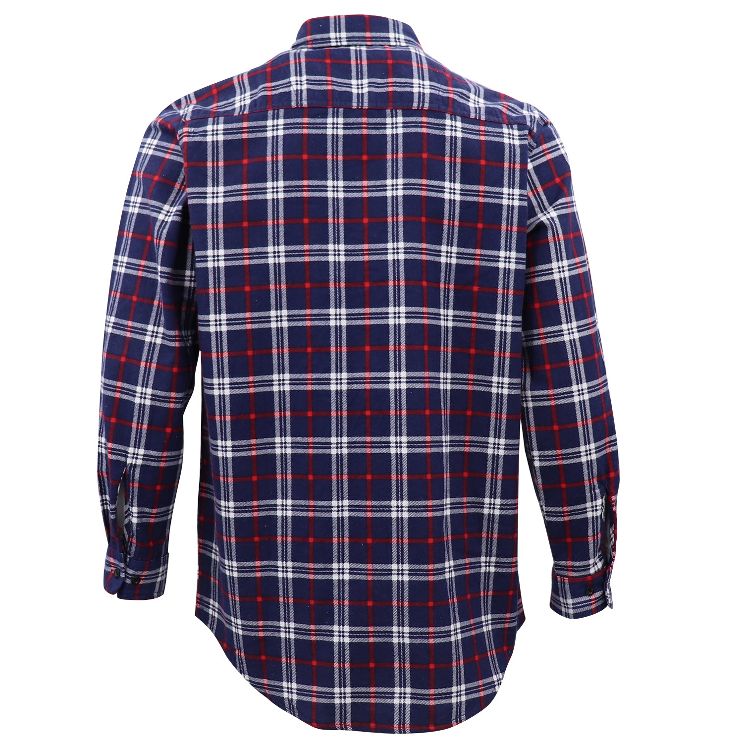 Men's 100% Cotton Flannelette Shirt Long Sleeve Plaid Check Flannel w Pockets, Patriot Navy Plaid, L