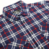 Men's Shirts: Men's 100% Cotton Flannelette Shirt Long Sleeve Plaid Check Flannel w Pockets, Patriot Navy Plaid, L