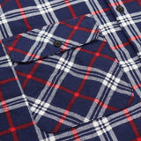 Men's Shirts: Men's 100% Cotton Flannelette Shirt Long Sleeve Plaid Check Flannel w Pockets, Patriot Navy Plaid, L