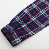 Men's Shirts: Men's 100% Cotton Flannelette Shirt Long Sleeve Plaid Check Flannel w Pockets, Patriot Navy Plaid, L