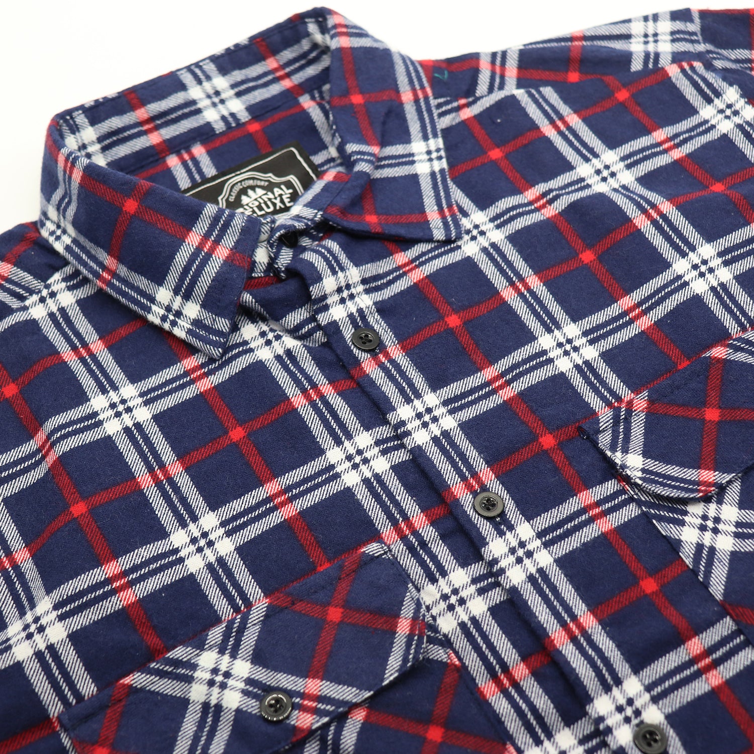 Men's 100% Cotton Flannelette Shirt Long Sleeve Plaid Check Flannel w Pockets, Patriot Navy Plaid, 2XL