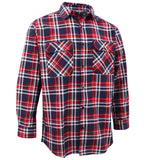 Men's Shirts: Men's 100% Cotton Flannelette Shirt Long Sleeve Plaid Check Flannel w Pockets, Heritage Red Plaid, 2XL