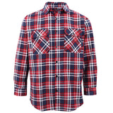 Men's Shirts: Men's 100% Cotton Flannelette Shirt Long Sleeve Plaid Check Flannel w Pockets, Heritage Red Plaid, 2XL