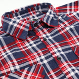 Men's Shirts: Men's 100% Cotton Flannelette Shirt Long Sleeve Plaid Check Flannel w Pockets, Heritage Red Plaid, 2XL