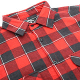 Men's Shirts: Men's 100% Cotton Flannelette Shirt Long Sleeve Plaid Check Flannel w Pockets, Lumberjack Red Buffalo Plaid, S