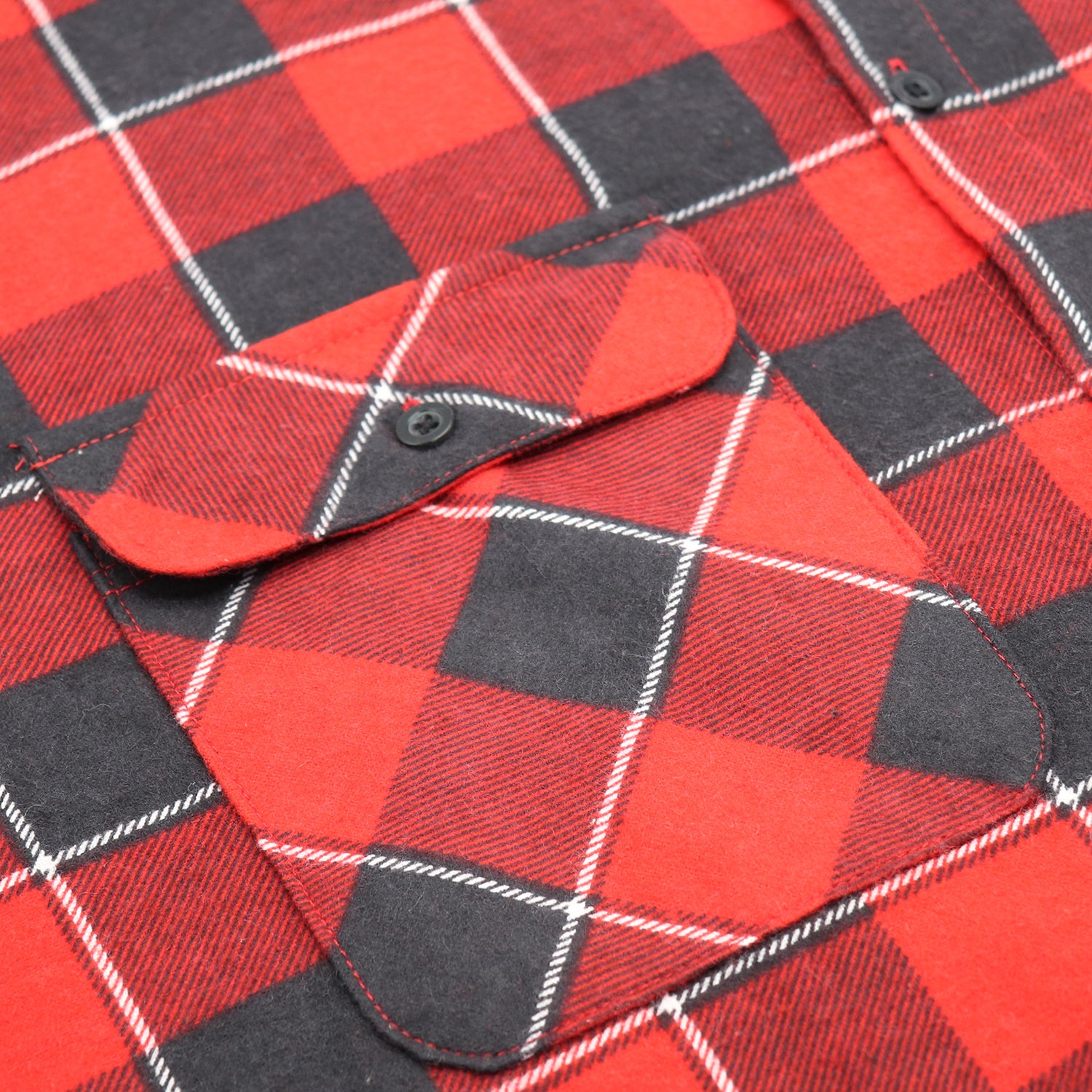 Men's 100% Cotton Flannelette Shirt Long Sleeve Plaid Check Flannel w Pockets, Lumberjack Red Buffalo Plaid, S