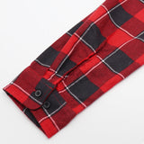 Men's Shirts: Men's 100% Cotton Flannelette Shirt Long Sleeve Plaid Check Flannel w Pockets, Lumberjack Red Buffalo Plaid, S